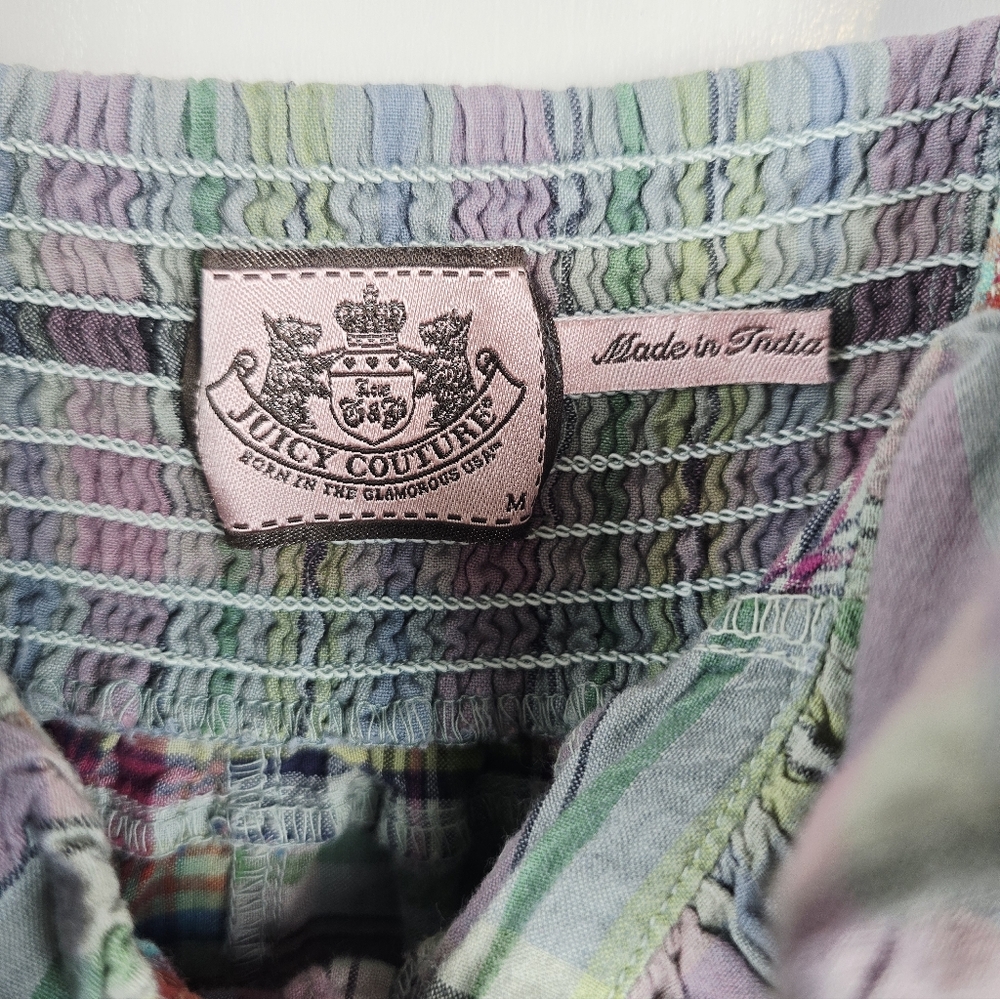 Juicy Couture Green Patchwork Plaid Drawstring Sl… - image 5